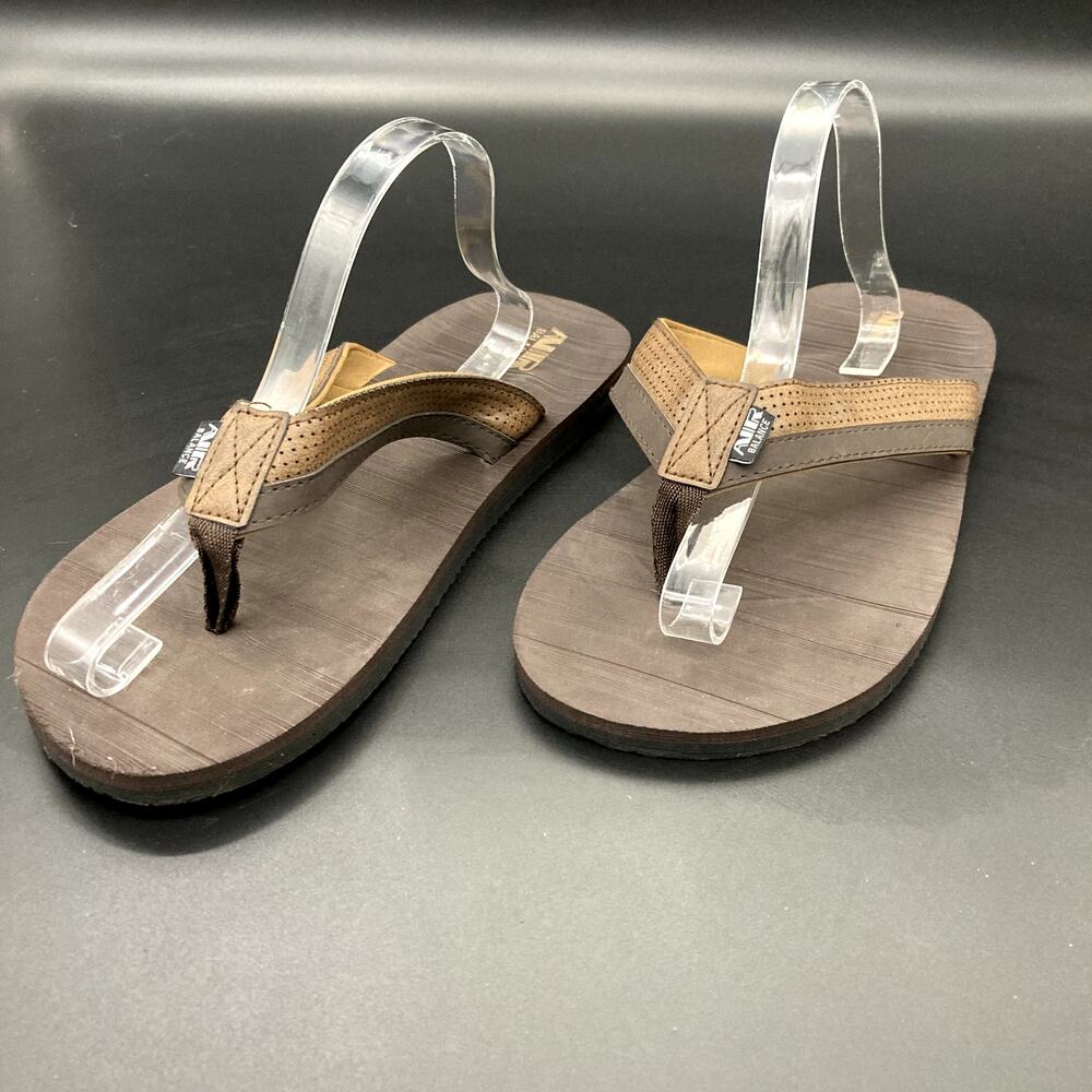 Air Balance Brown Vegan Leather Flip-Flop Sandals, Men's Size 12/EUR 45